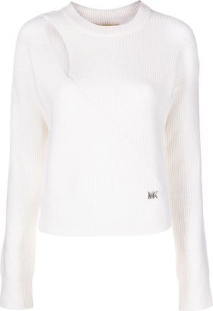 Michael Michael Kors cut-out detail sweater - women - Merino/Viscose/Nylon/Cashmere - M - White