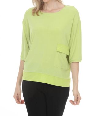 Joseph Ribkoff Scoop Neck 3/4 Sleeve Boxy Tunic Top In Honeydew