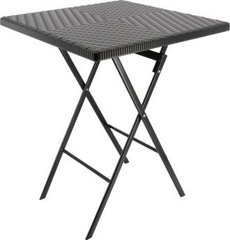 Elama Plastic Rattan Folding Square Table in Black