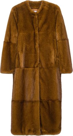 Stand Studio Plush Brown Hilma Coat with Patchwork Fur Panels