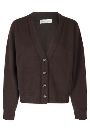 Roberto Collina Dark Brown Cropped Wool-Cashmere Cardigan