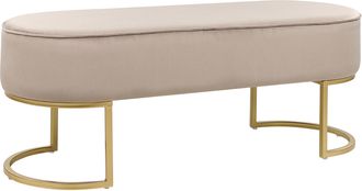 Beliani Banco Beige Dorado 104 Cm Poli&eacute;ster Taburete Patas Metal Glamour Milry