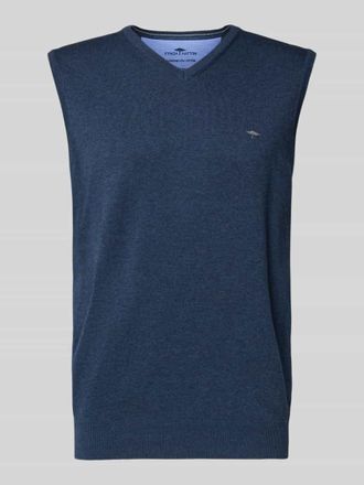 Fynch-Hatton Fynch-Hatton Pullunder mit Logo-Detail Modell Slipover Superfine in Jeansblau, Gr&ouml;&szlig;e L