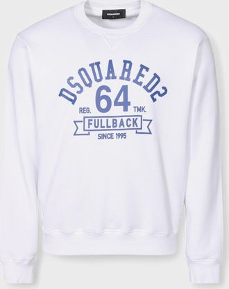 Dsquared2 Mens DSqaured2 Fullback College Sweatshirt White Cotton - Size 2XL