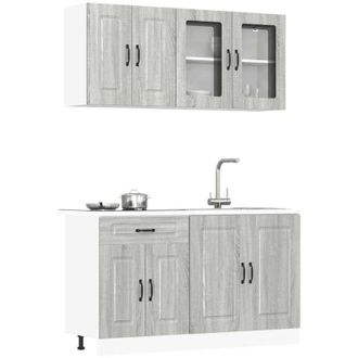 vidaXL Vidaxl - Mueble Cocina Kalmar Sonoma Gris 4 Pzas Madera Contrachapada