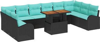 vidaXL Conjunto De Sof&aacute; De Jard&iacute;n 11 Uds. Negro Polirat&aacute;n Vidaxl