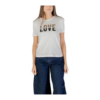 Only T-Shirts, female, White, S, Beige Print Short Sleeve T-Shirt