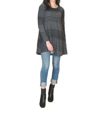 Papillon Multi Stripe A-Line Tunic With Pockets In Black
