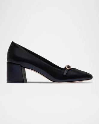 Bernardo 50mm Amelie Leather Mary Jane Pumps