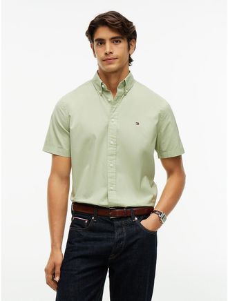 Tommy Hilfiger Mens Regular Fit Short-Sleeve Shirt - Earth Sage - L