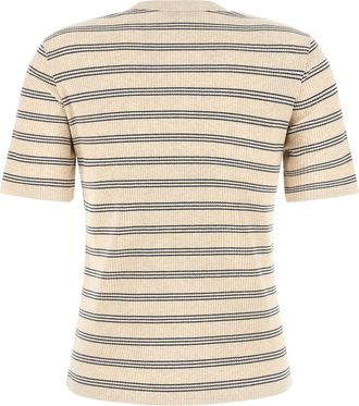 Maison Kitsun&eacute; Striped Organic Cotton T-Shirt - Beige
