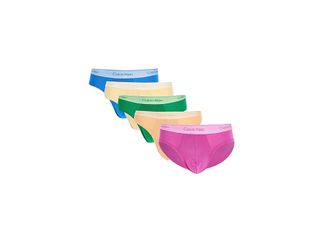 Calvin Klein Underwear Pride Cotton Hip Brief 5-Pack Mens Underwear Golden Haze/Mardi Gras Green/Palace Blue/Relay Orange/Stunning O : 2XL
