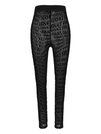 Versace Jeans Couture Doorzichtige legging met logo - Zwart