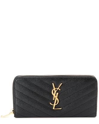 Saint Laurent Monogram Matelasse Leather Zip Around Wallet