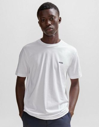 HUGO BOSS Mens BOSS Green Tee Mens Stretch Cotton T-Shirt with Contrast Logo NOS - White 100 - Size: 40