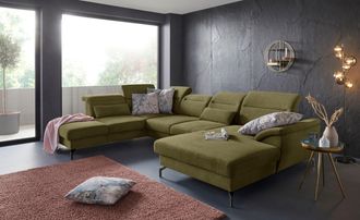 Sit&more Wohnlandschaft »Percy U-Form« 15 cm Fusshöhe, Sitztiefenverstellung, wahlweise in 2 Fussfarben