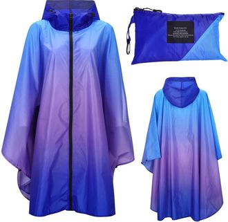 Generic Adults Poncho Coat Outdoor Hooded Waterproof Zipper Rainwear Womens Waterproof Windbreaker Insulated Jacket Lightweight Dot Rain Poncho Fashion Mounta