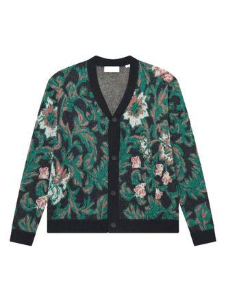 Les Deux Alex jacquard-floral cardigan - men - Wool/Polyamide/Alpaca - L - Black