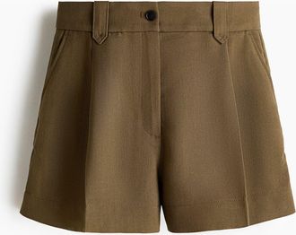 H&M Pleat-front Shorts in Dark Khaki Green at Nordstrom, Size 18