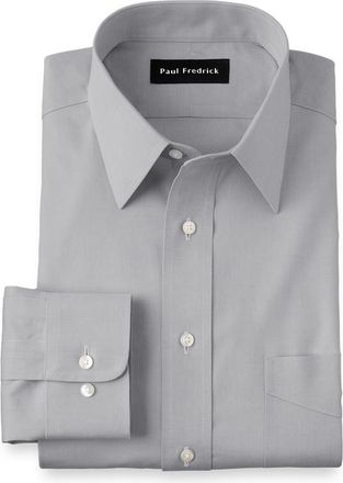 Paul Fredrick Non-iron Cotton Pinpoint Solid Point Collar Dress Shirt in Grey at Nordstrom, Size 16.5 - 35