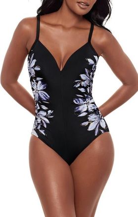 Miraclesuit Fiore Di Luna Temptation One-Piece Swimsuit in Black/White at Nordstrom, Size 10