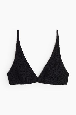 H&M Gesmoktes Triangel-Bikinitop - Schwarz