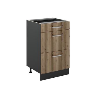 Vicco Mueble Bajo De Cocina R-line, Roble Artesanal/antracita, 50 Cm Sin Encimera, Vicco