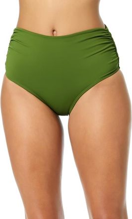 Anne Cole Womens Live In Color Solid Convertible High Waist Shirred Swim Bottom in Olive at Nordstrom, Size X-Small