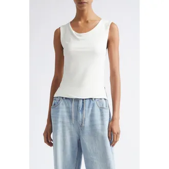 Alexander Wang Cowl Neck Tank with Side Zips in Star White at Nordstrom, Size X-Large