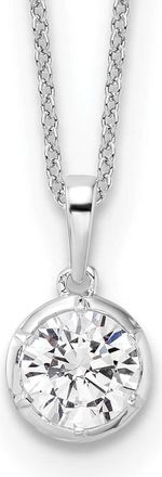 Diamond2Deal 14k White Gold Round 1 Ct Lab Grown Diamond Solitaire Pendant Necklace 18