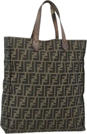 Fendi Pre-owned Tote Bags, female, Brown, Size: ONE SIZE Pre-owned Zucca Canvas Tote Bag
