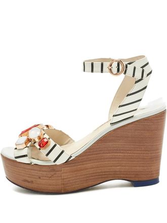 Sophia Webster Suki Gem striped wedge sandals - White