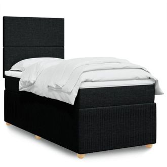 vidaXL Cama Box Spring Con Colch&oacute;n Tela Negro 90x200 Cm Vidaxl