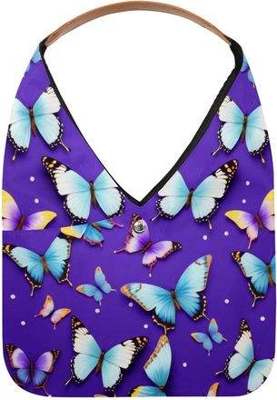 Generic Butterflies Pattern Reusable Lightweight Grocery Bags - Foldable Into Compact Pouch, Washable & Sturdy, Multipurpose for Shopping and Travel