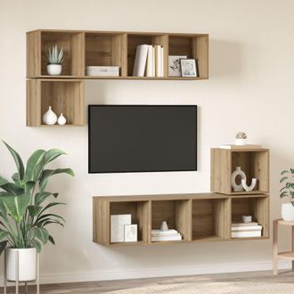 Berkfield Home 4 pcs Artisan oak 37 x 37 x 142.5 cm Engineered wood in Brown