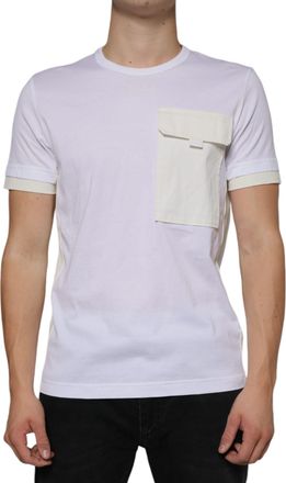 Dolce & Gabbana White Cotton Pocket Short Sleeves Mens T-shirt
