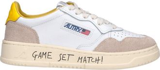 Autry White Leather Sneakers with Beige Suede Overlays