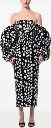 Anouki Off-shoulder midi-jurk met pailletten - Zwart