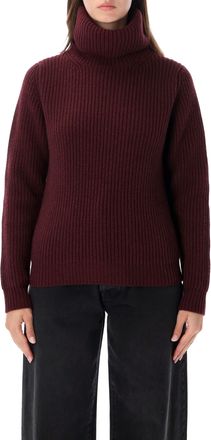 Fortela Boxy Ribbed High Turtleneck Knit Sweater