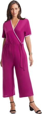 Jessica London Stretch Knit Cropped Wide Leg Jumpsuit in Raspberry at Nordstrom, Size 26