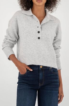 Kut from the Kloth Lilia Long Sleeve Top In Grey