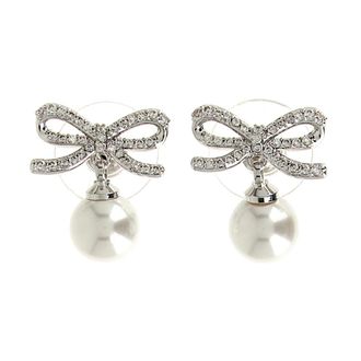Self Portrait Bow Pearl Earrings - Dames - Oorbellen - Grijs - ONE Size - Accessoires