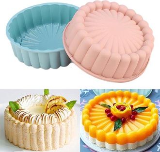 OEM Molde Redondo Para Hornear De 20 Cm, Juego De 2 Moldes De Silicona Antiadherentes, Brownie Y Tarta De Queso, Azul + Rosa