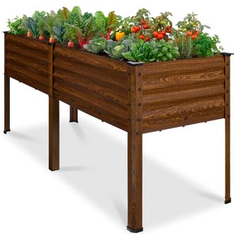 Best Choice Products 72x24x30in Non Toxic Elevated Galvanized Metal Garden Bed Corner Protectors