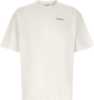 Off-white White Crew Neck Logo T-shirt