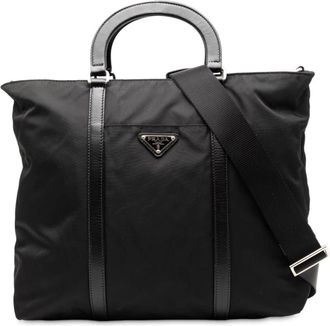 Prada Pre-owned Tote Bags, female, Black, Size: ONE SIZE Pre-owned Nylon Tote Bag