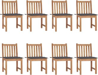 vidaXL Sillas De Jard&iacute;n 8 Unidades Madera De Teca Con Cojines Vidaxl