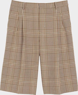Ami Men & apos;s Plaid Pleated Wool Shorts