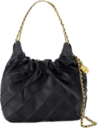 Tory Burch Womens Fleming Mini Shoulder Bag Black Lambskin