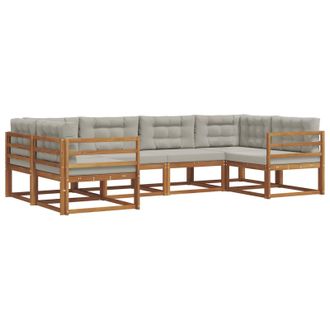 vidaXL Conjunto De Sof&aacute;s De Exterior 6 Pcs Gris Natural Y Claro Vidaxl